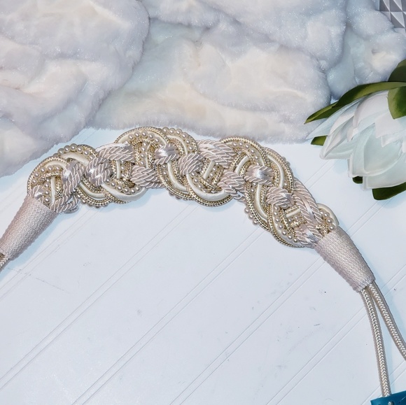 Vintage 80's style Braided pearled belt - Picture 5 of 6